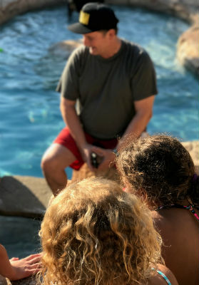Photo: Poolside Bible study, of course! It's California!