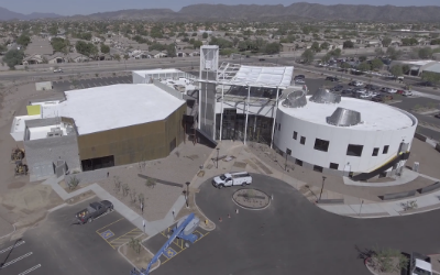 Photo: A bird's-eye view of the new church building.
