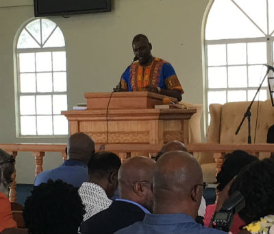 Photo: Lennox Boyce addresses the Caribbean-Atlantic Assembly in July.