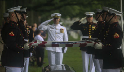 Photo: Chaplain Miller officiates funeral at Arlington National Cemetery.